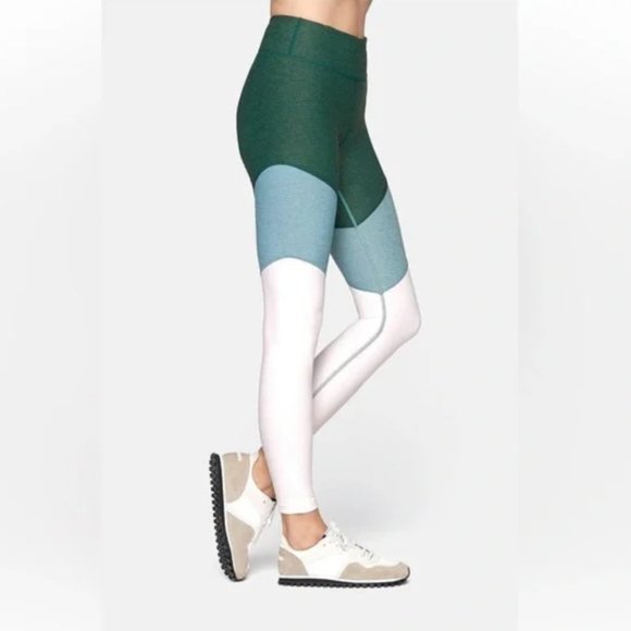 Outdoor Voices women's Springs 7/8 leggings green pink colorblock - Picture 4 of 5